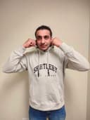 Grey Hoodie with pigment print